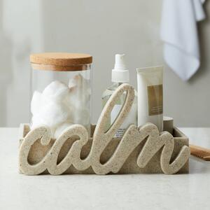 Calm Resin Word and Storage Ornament Brown