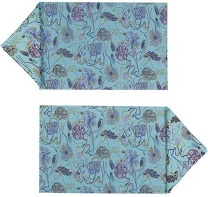 SET OF 2 BOUQUET PLACEMATS AND NAPKINS IN LIGHT BLUE