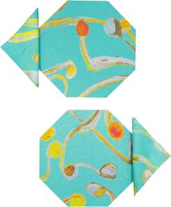 SET OF 2 LIGHT FLUX OCTAGONAL PLACEMATS AND NAPKINS IN LIGHT BLUE