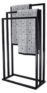 Black 3 Rail Free Standing Towel Holder Black