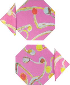SET OF 2 LIGHT FLUX OCTAGONAL PLACEMATS AND NAPKINS IN PINK