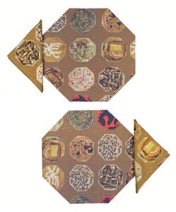 SET OF 2 MEDAILLONS OCTAGONAL PLACEMATS AND NAPKINS IN TOBACCO