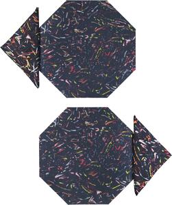 SET OF 2 NIGHT LIGHT OCTAGONAL PLACEMATS AND NAPKINS IN BLACK