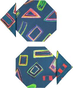 SET OF 2 SPACE SHAPES OCTAGONAL PLACEMATS AND NAPKINS IN AVOCADO