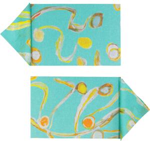 SET OF 2 SPACE SHAPES PLACEMATS AND NAPKINS IN LIGHT BLUE