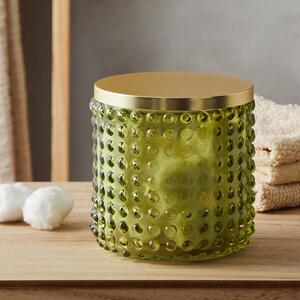 Small Bubble Glass Green Storage Jar Green