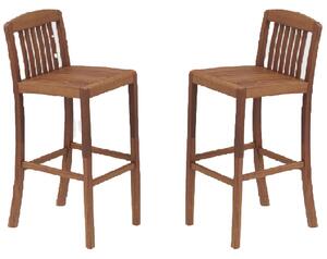 Bolivia Rich Brown Wooden Garden Bar Chairs In Pair