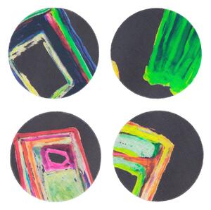 SET OF 8 SPACE SHAPES COATED COASTERS IN CHOCOLATE