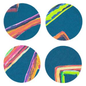 SET OF 8 SPACE SHAPES COATED COASTERS IN AVOCADO