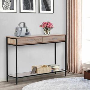 Industrial 2 Drawer Oak Console Table