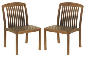 Bolivia Rich Brown Wooden Garden Side Chairs In Pair