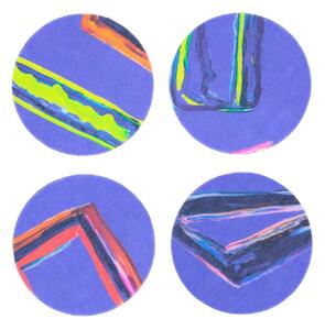 SET OF 8 SPACE SHAPES COATED COASTERS IN PURPLE