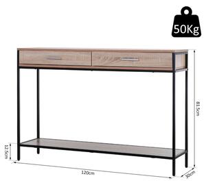 Industrial 2 Drawer Oak Console Table