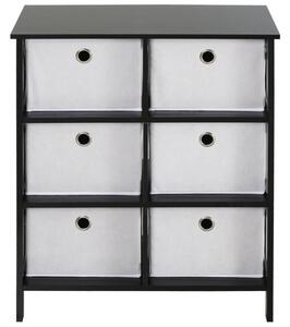 Black Wooden 6 Fabric Drawers Hallway Cabinet