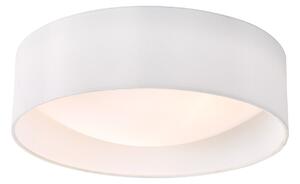 Dar Lighting NYS502 Nysa 2 Light Flush Ceiling Light With White Faux Silk Shade 40cm