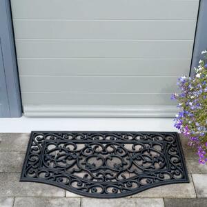 Curved Ornate Iron Design Rubber Doormat