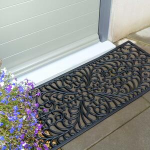 Long Ornate Floral Rubber Doormat