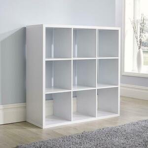 9 Shelves White Bookcase Display Unit