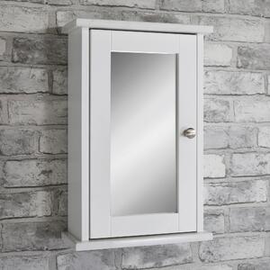 Marble Effect Mirrored Single Door Cabinet White