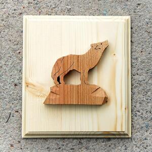 Wooden Wolf Picture - cherry wood