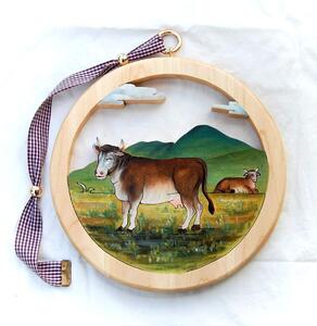 Wooden Picture Cow