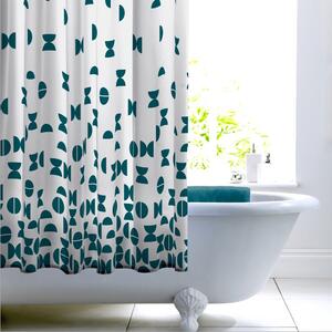 Elements Sten Teal Shower Curtain Blue and White