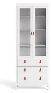 Barcelona White 2 Glass Doors Display Cabinet