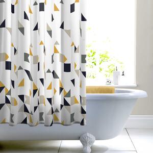 Elements Triangles Shower Curtain White/Black/Yellow