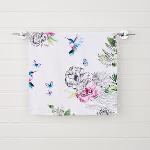 Heavenly Hummingbird Digital Print Hand Towel White/Blue/Pink