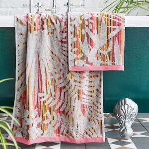 Clarissa Hulse Rainforest 100% Cotton Pink Towel Pink, Yellow and White