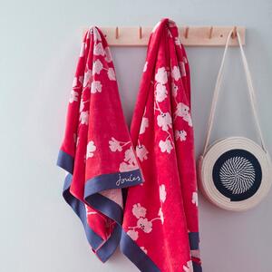 Joules Penzance Floral 100% Cotton Red Towel Red, White and Blue