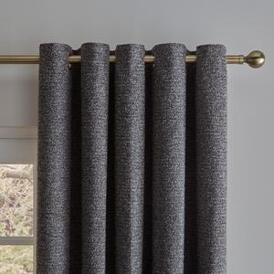 Lorna Boucle Thermal Eyelet Curtains Grey