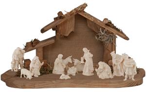 Nativity set with stable and 12 figurines (4cm)