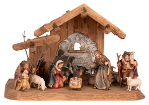 Traditional Nativity set with stable and 10 figurines