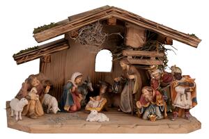 Traditional Nativity set with Tyrolean Stable (13 fig)