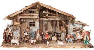 Nativity set Alpe di Siusi with stable and 17 figurines