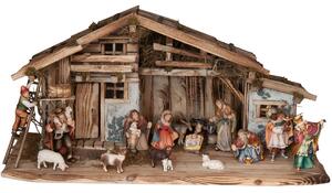 Nativity set Alpe di Siusi with stable and 17 figurines