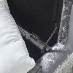 Crushed Velvet Storage Bench in Grey