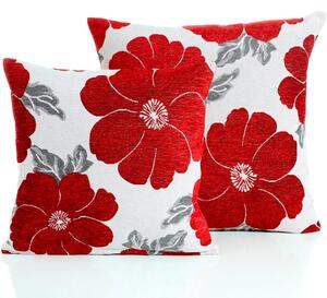 Poppy Chenille Filled Cushion Red