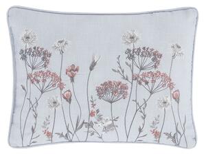Catherine Lansfield Meadowsweet Floral Boudoir 30cm x 40cm Filled Cushion White Grey