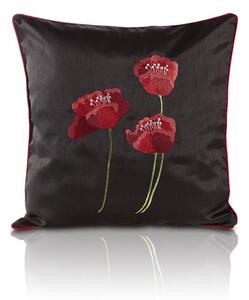 Poppies Filled Cushion Black