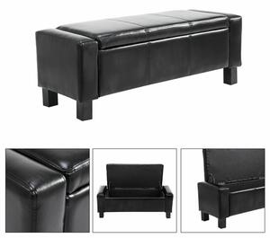 Faux Leather Ottoman & Storage Chest in Black