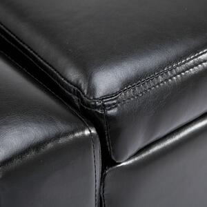 Faux Leather Ottoman & Storage Chest in Black