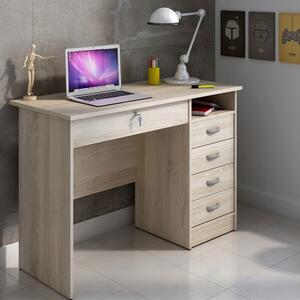 Function Plus Oak Finish 5 Drawers Desk