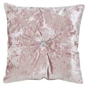 Catherine Lansfield Crushed Velvet Diamante Button Filled Cushion 45cm x 45cm Blush