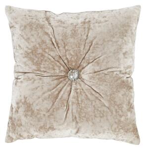 Catherine Lansfield Crushed Velvet Diamante Button Filled Cushion 45cm x 45cm Natural