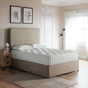 Return - Luxury Linen Divan Base, Double Dark Beight with 2 Drawers