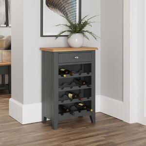 Grantham Oak Top 1 Drawer Grey Wine Cabinet