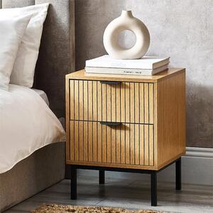 Sarnia Wooden Bedside Cabinet With 2 Drawers In Natural