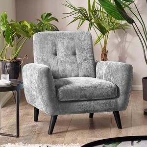 Macia Mobus Fabric Compact Retro Chair In Dove Grey